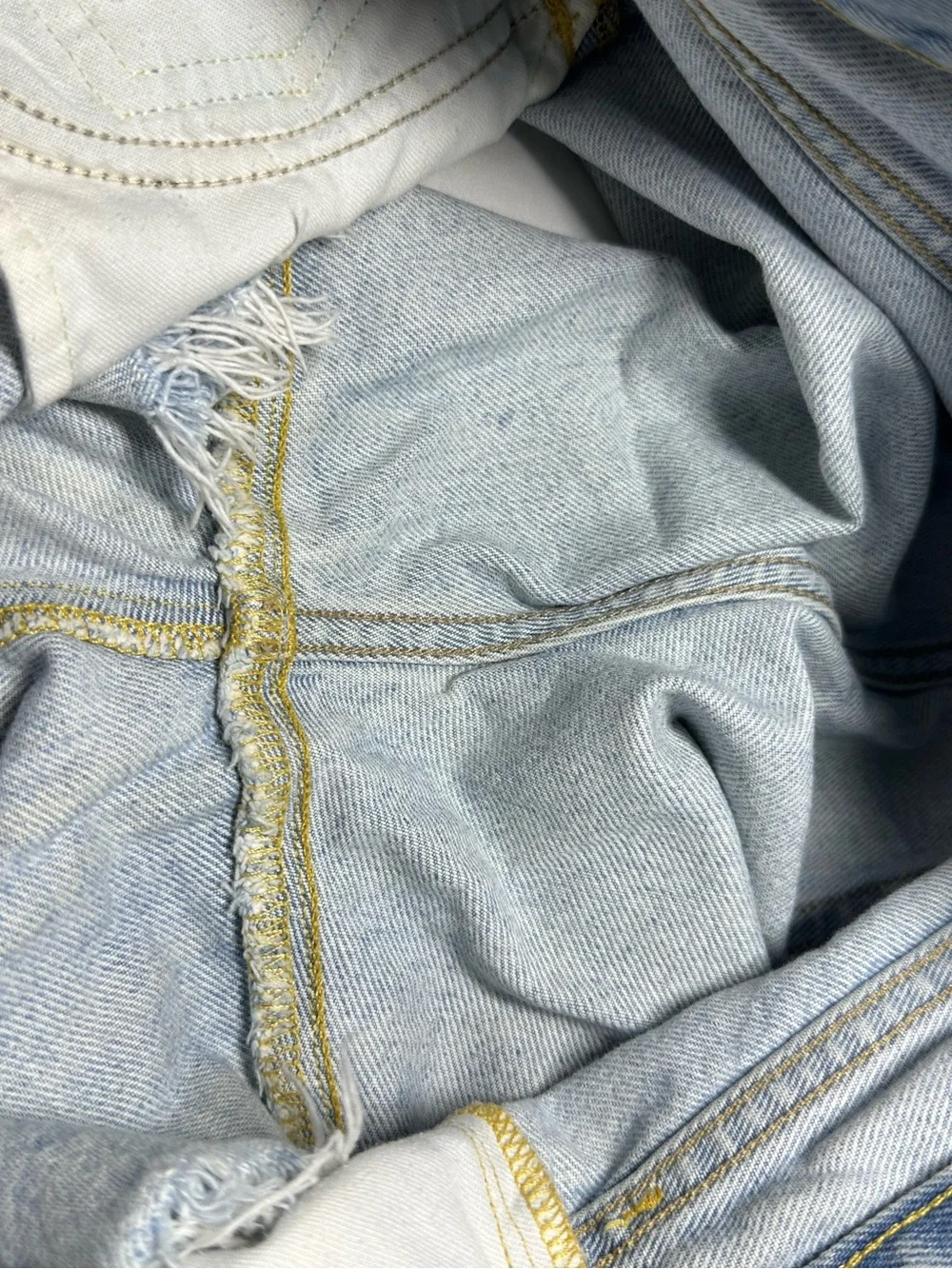 New AGOLDE Parker Long Distressed Denim Shorts Light Wash 100% Cotton